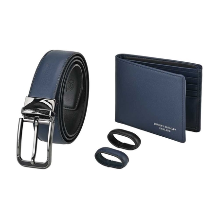 Nappa Leather Wallet & Gun Metal Buckle Belt Gift Set